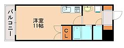 オークランドアサート折尾 ワンルームの間取図画像