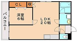 陣山ビル 1LDKの間取図画像