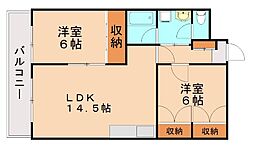 ギャラン瀬板 2LDKの間取図画像