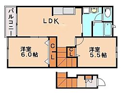 メゾンドシャテーヌ2 2LDKの間取図画像