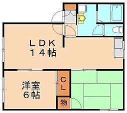 パークハイツ陣の原 2LDKの間取図画像