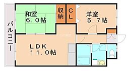 レイクランド1 2LDKの間取図画像