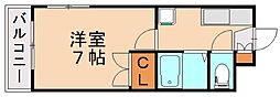 シャトレ新高 1Kの間取図画像