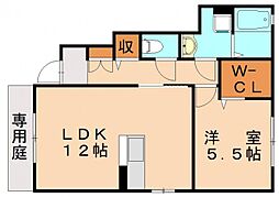 ベルタひびきの 1LDKの間取図画像