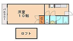 ベルハウス穴生 1Kの間取図画像