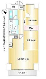 チェリス若松 2LDKの間取図画像