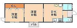 サンハイツ通谷 2LDKの間取図画像