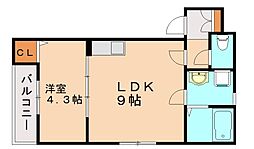クレアール折尾 1LDKの間取図画像