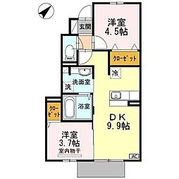 ポサーダ本城 2DKの間取図画像