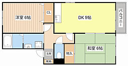セレージュ 2階2DKの間取り