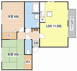 パークハイム 1階2LDKの間取り