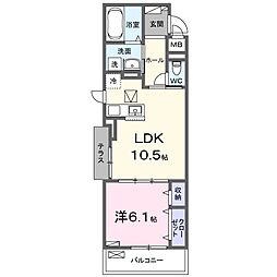 グローブ 1階1LDKの間取り
