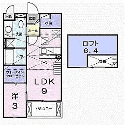 レジィデンス　たなべＫ 2階1LDKの間取り