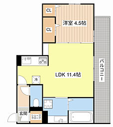 シャルール 1LDKの間取図画像