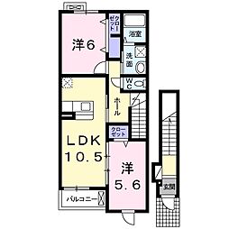 エスポワール 2階2LDKの間取り