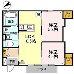 グレイス　ハウス　A 1階2LDKの間取り