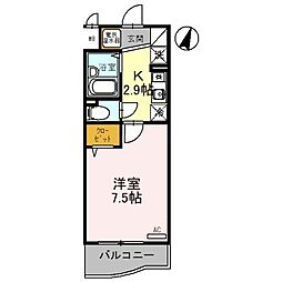 アースマーシーマンション 3階1Kの間取り