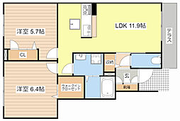 Ｃｈｅｒｉｅ 1階2LDKの間取り