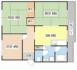 湖南コーポクライノ1 3DKの間取図画像