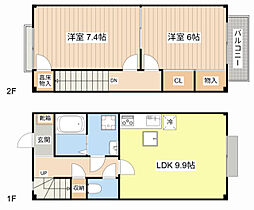 ボヌール水郷B棟 2LDKの間取図画像