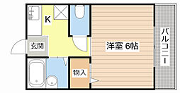 エスポワール 1Kの間取図画像