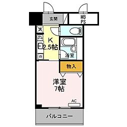 サンタウン竹鼻A棟 1Kの間取図画像