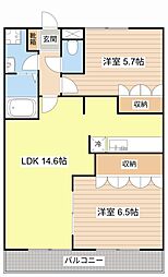 カーサベルデ 2LDKの間取図画像