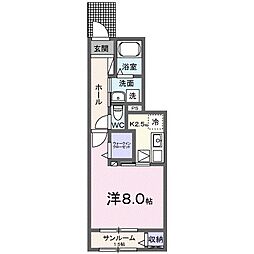エテルノ大成 H&Z 1Kの間取図画像