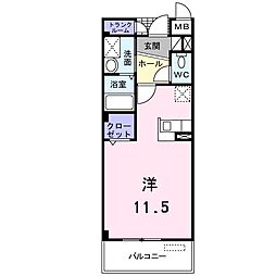 ノール・アンソレイエ 1Kの間取図画像