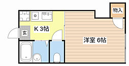 トゥジュール・H 1Kの間取図画像