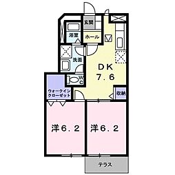 モンターニュ 2DKの間取図画像