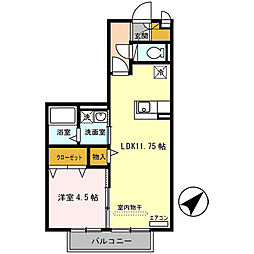 ファミール佐々木 1LDKの間取図画像
