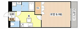 プレッソリーバ 1Kの間取図画像