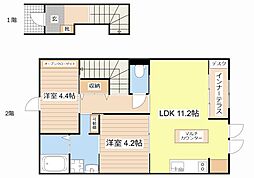 Woodstock Nest 2階2LDKの間取り