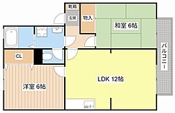 コートパル守山 2階2LDKの間取り