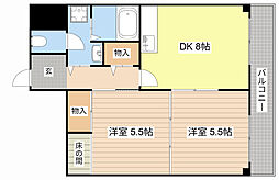 タイハイツ桜宮 336 3階2DKの間取り