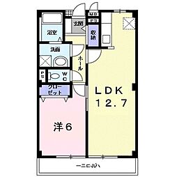 レーベンバンブーIII 201 2階1LDKの間取り