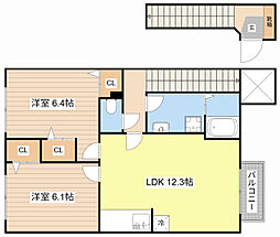 グレースコンフォート 2階2LDKの間取り