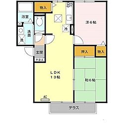 清峯荘 1階2LDKの間取り