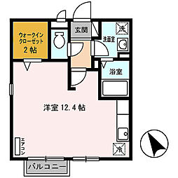 MAISON LAST WISTERIA 2階ワンルームの間取り