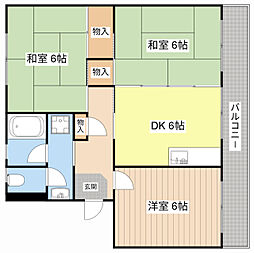 ハイツ堤下 1階3DKの間取り