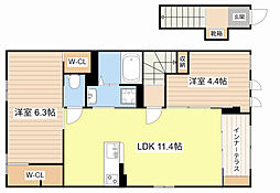 Ｃｒｏｓｓ　Ｔｅｒｒａｃｅ 2階2LDKの間取り