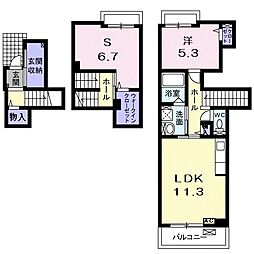アヴニール・セカンド 2階2LDKの間取り