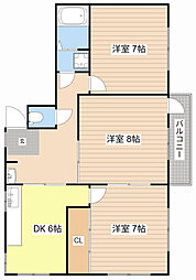 マキノシーサイドハイツA 3DKの間取図画像