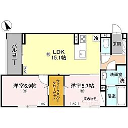 DーROOM 小篠原 2LDKの間取図画像