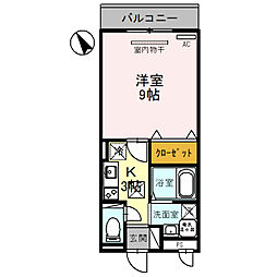 クレストパーク 1Kの間取図画像