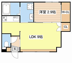 フォルモント米原 1LDKの間取図画像