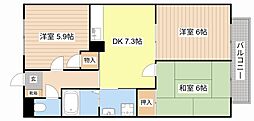 サンクチュアリ 3DKの間取図画像