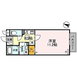 パレスハイジ 1Kの間取図画像