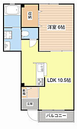 プリミエールかがやきの丘A 1LDKの間取図画像